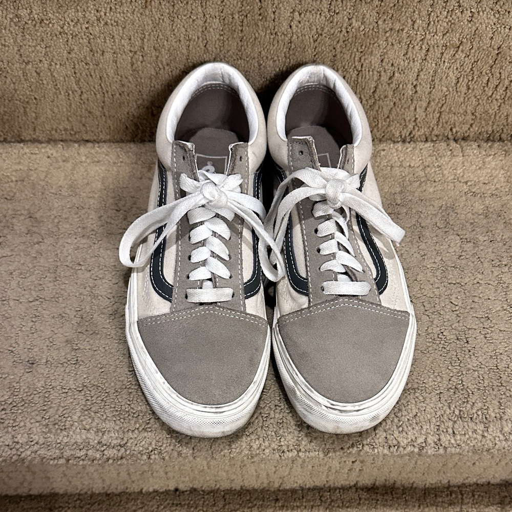 Vans Cream and Gray Lace-Up Sneakers